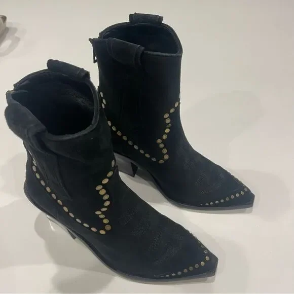 Zadig & Voltaire Cara High Suede studded ankle boots  New - Picture 10 of 13
